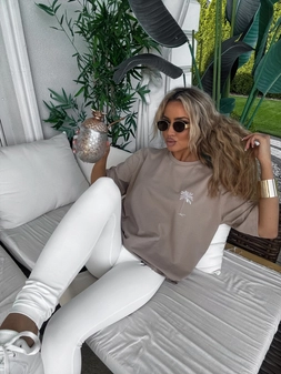 T-shirt PALMS – ciemny beż