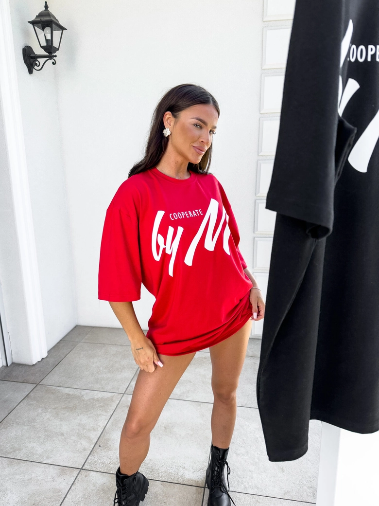 Tuniko sukienka t-shirt COLA - czerwona