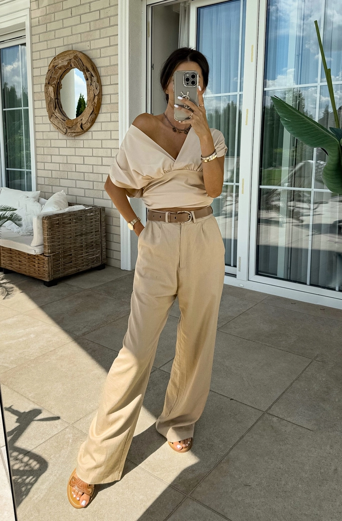 Spodnie BIANCO - beżowe T17829