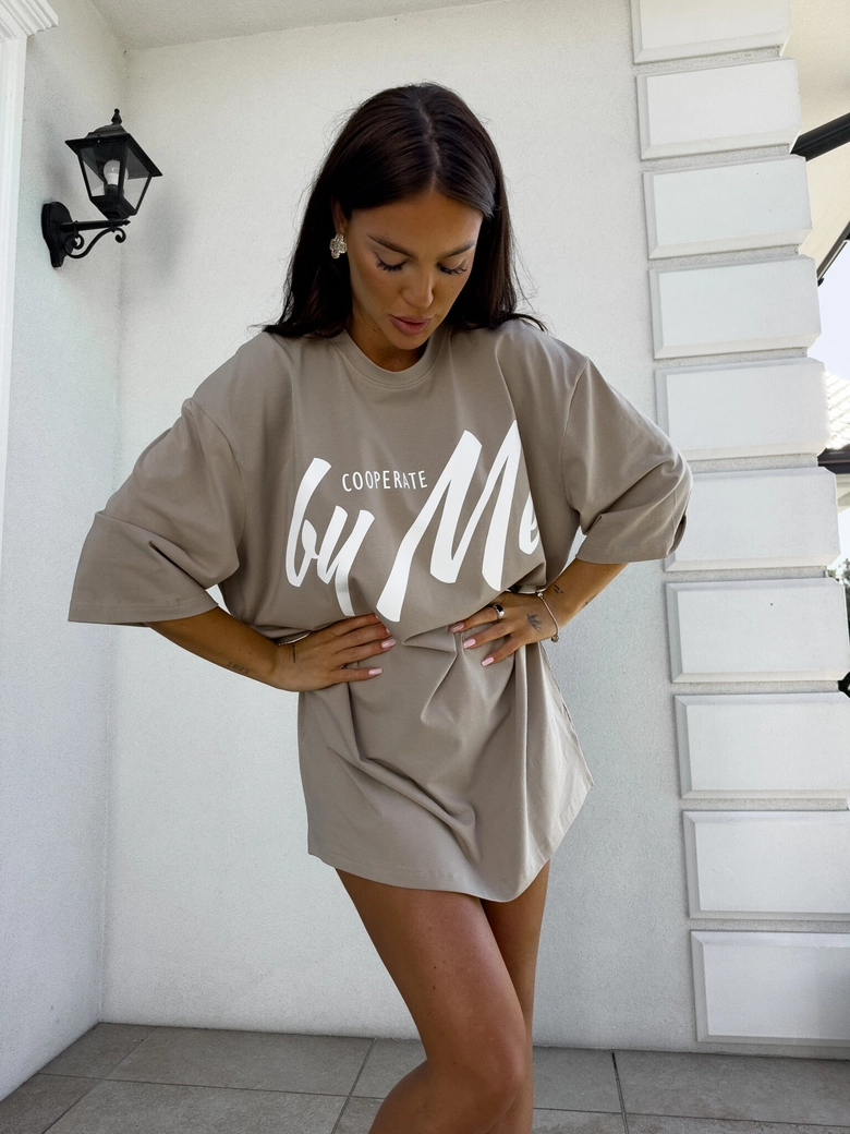 Tuniko sukienka t-shirt COLA - beż