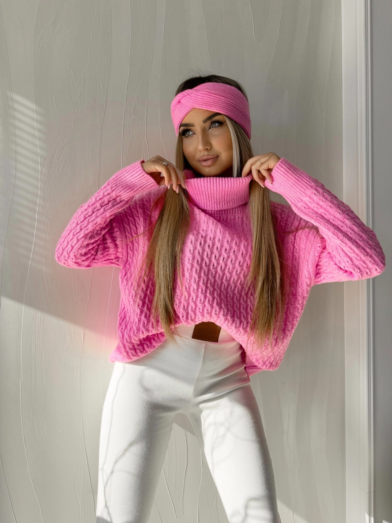 Sweter golf INKO - barbi róż E18282