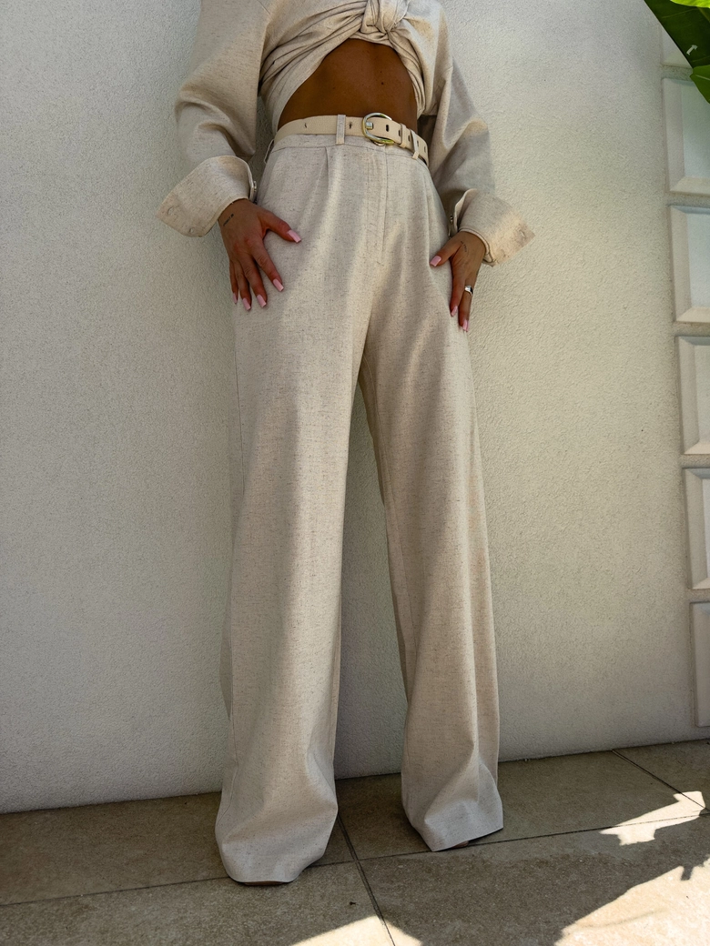 Spodnie SIMPLE natural - szaro-beż