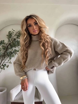 Sweter golf LAVER - beżowy