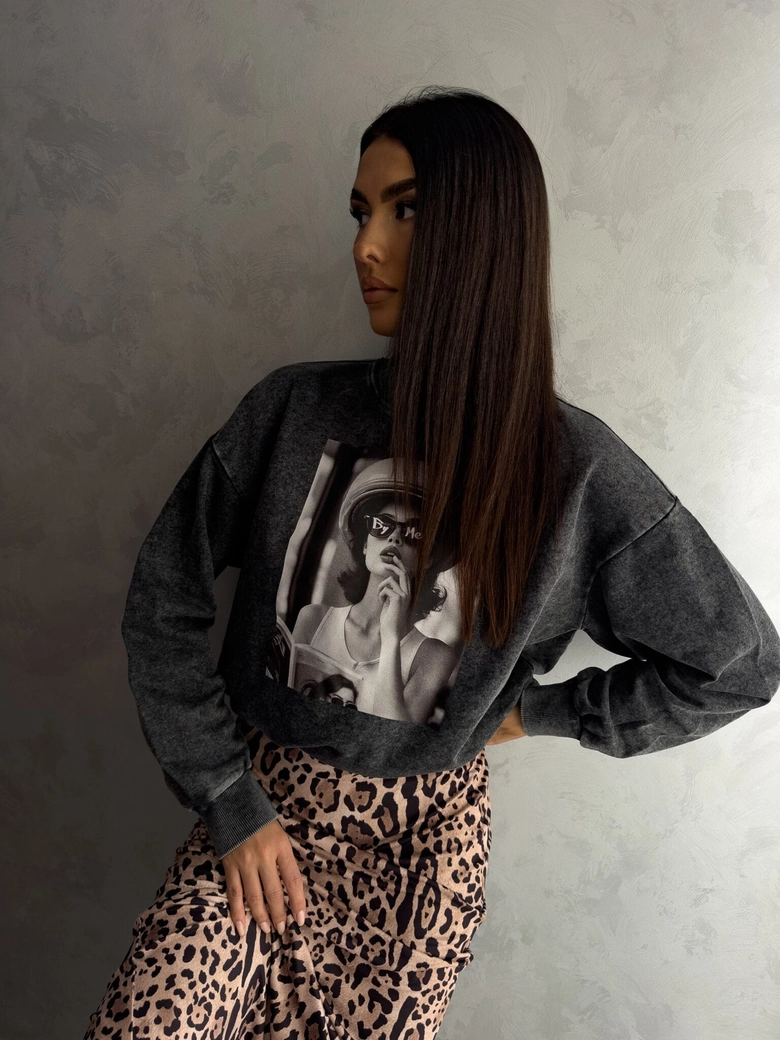 Dekatyzowana bluza IMAGE - czarna