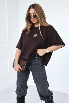 T-Shirt damski BG Goldi | gorzka czekolada