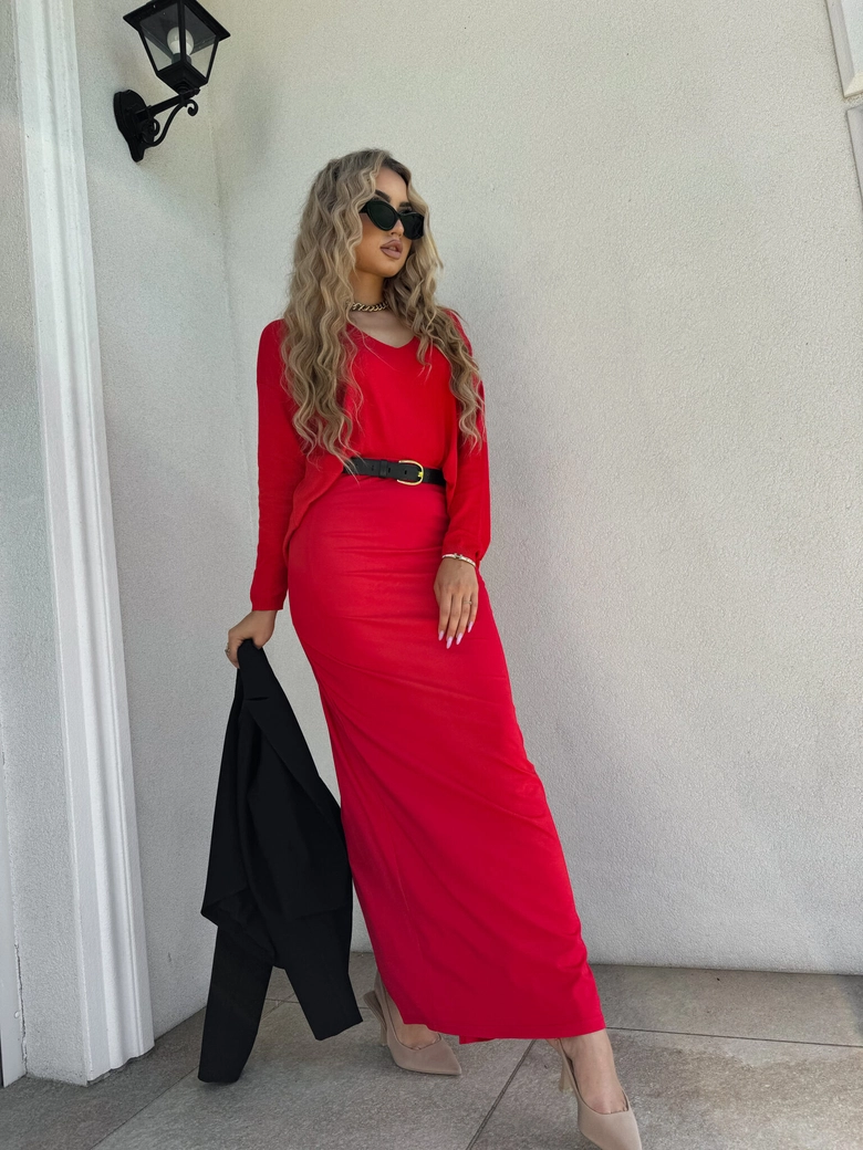 Sweter VOLCANO - czerwony E16888