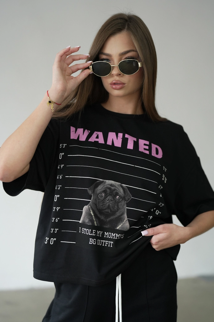 T-Shirt damski BG Pug | czarny C17925