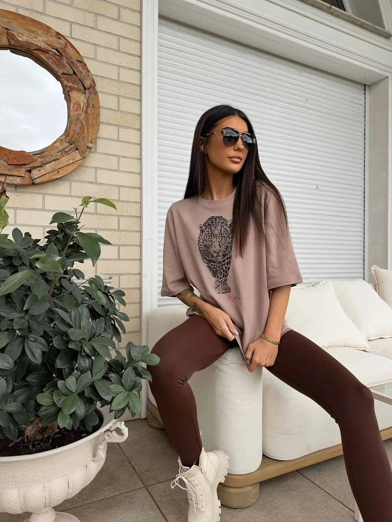 T-SHIRT MEDIUM TIGER - mokka