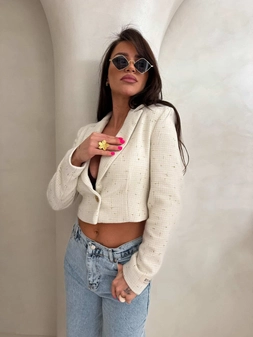 Marynarka SLIM gold - ecru