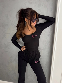 Bluzka PINK LOGO – czarna