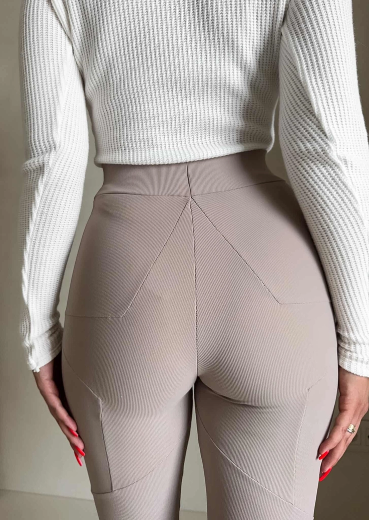 Legginsy FIT logo - beżowe