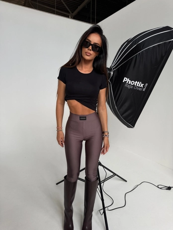 Legginsy FAMOUS czekolada