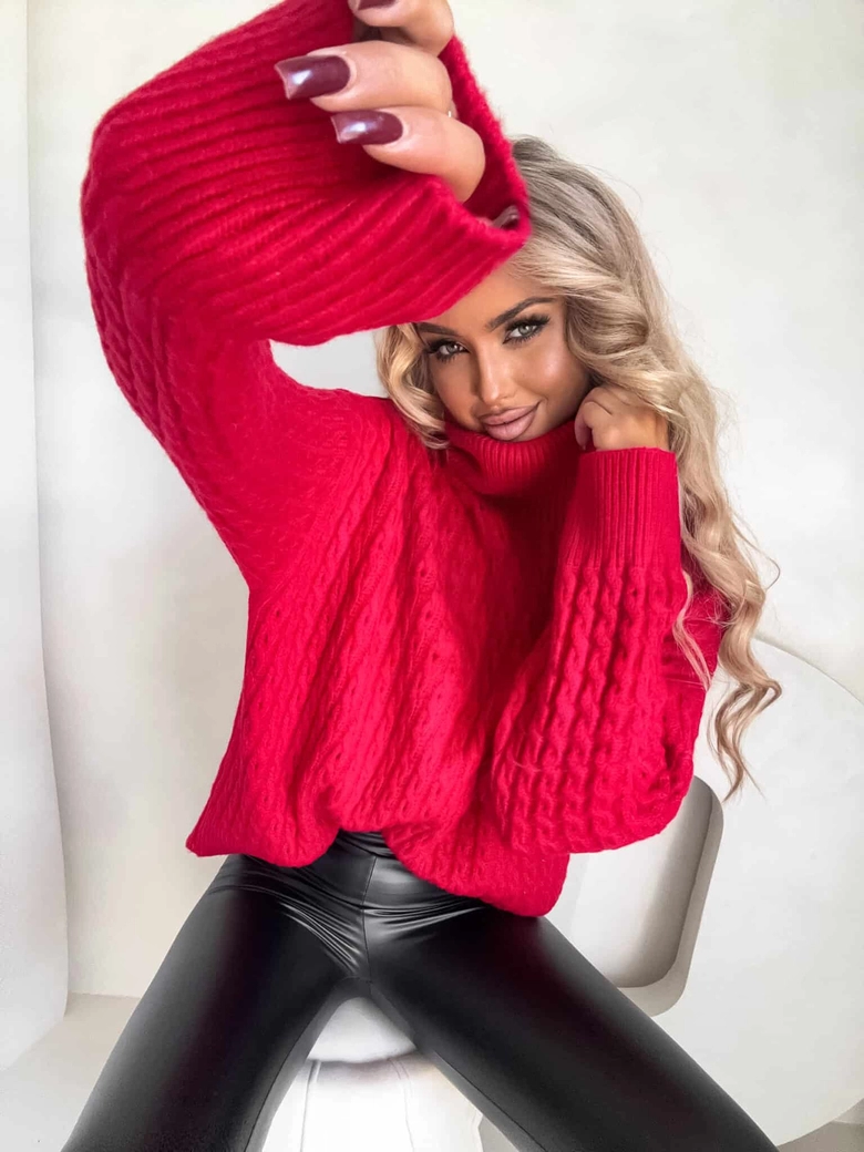Sweter golf INKO - czerwony