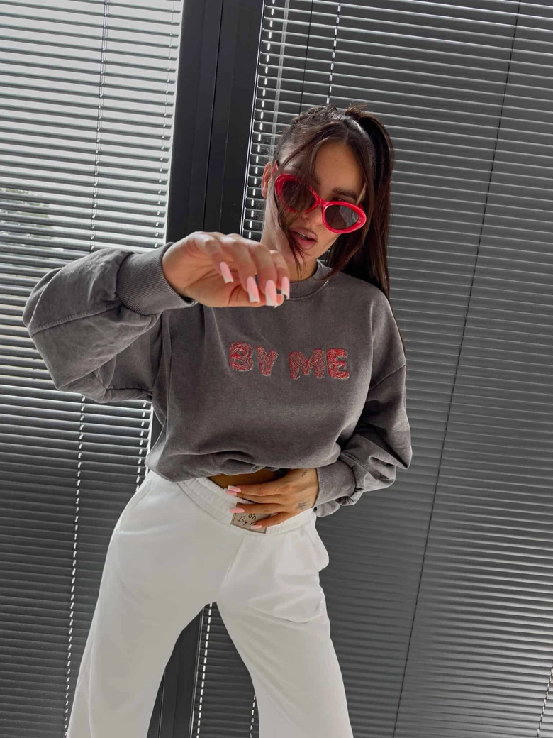 Dekatyzowana bluza POWER - szara