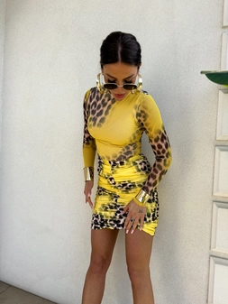 Spódnica MARSZCZONA print gepard – żółta