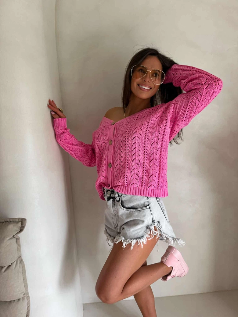 Sweter WOOD – ciemny róż