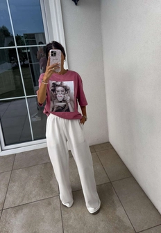 Dekatyzowany t-shirt ROLLER - brudny róż