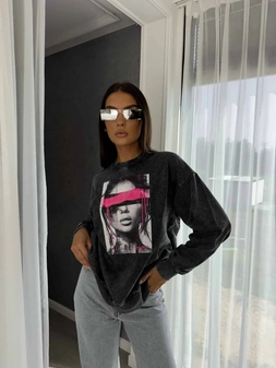 Dekatyzowana bluza LOCK - czarna