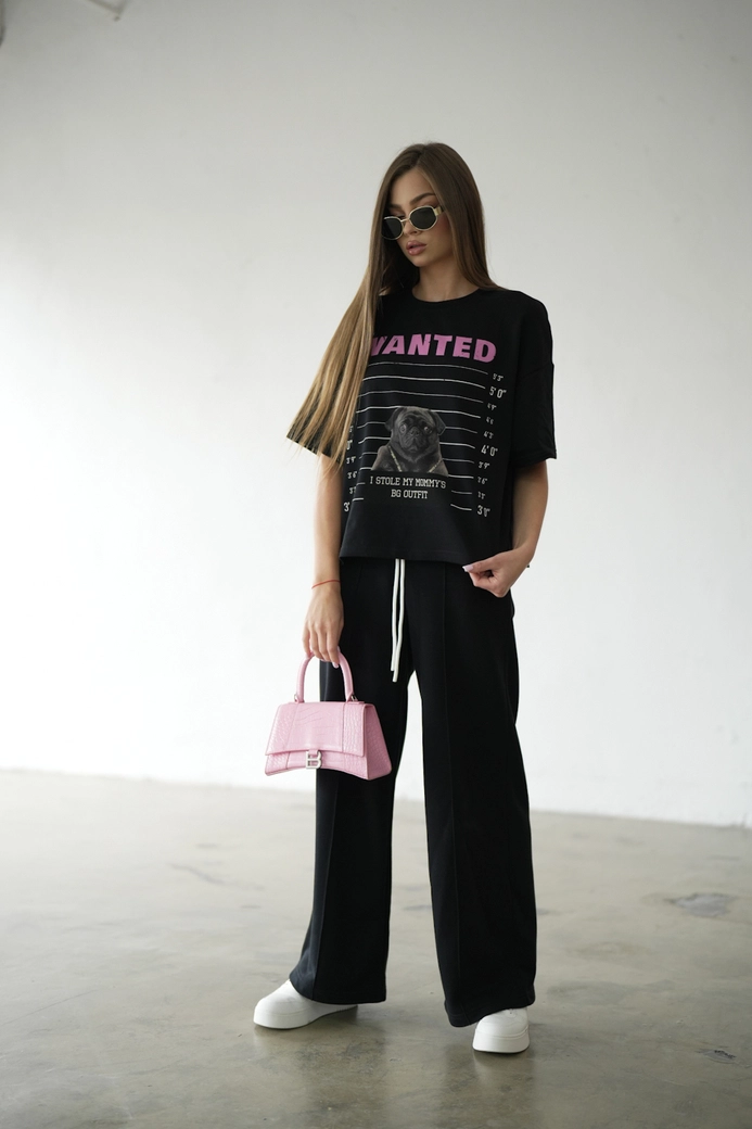 T-Shirt damski BG Pug | czarny C17925