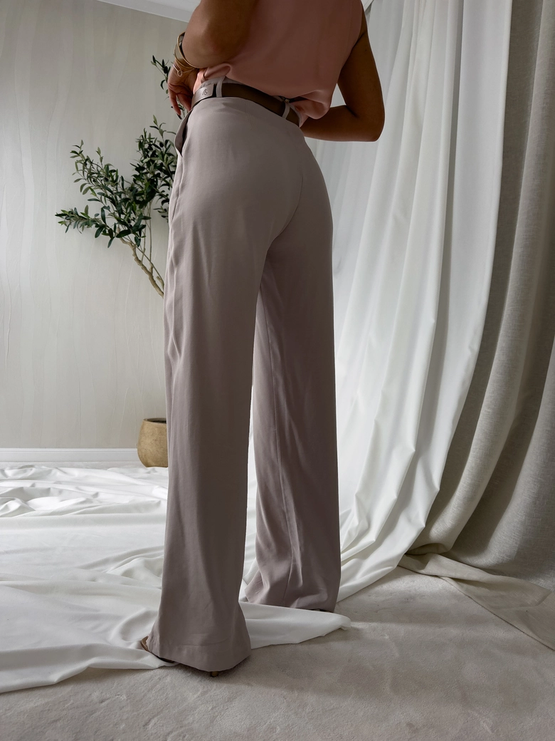 Spodnie SIMPLE wiskoza - szaro-beż