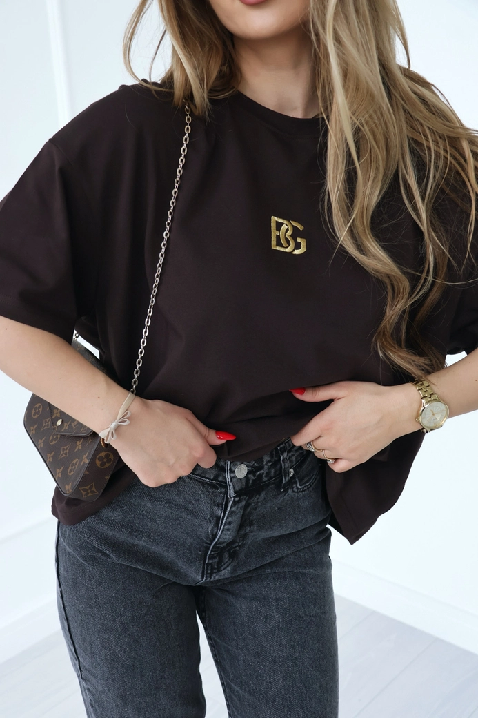 T-Shirt damski BG Goldi | gorzka czekolada