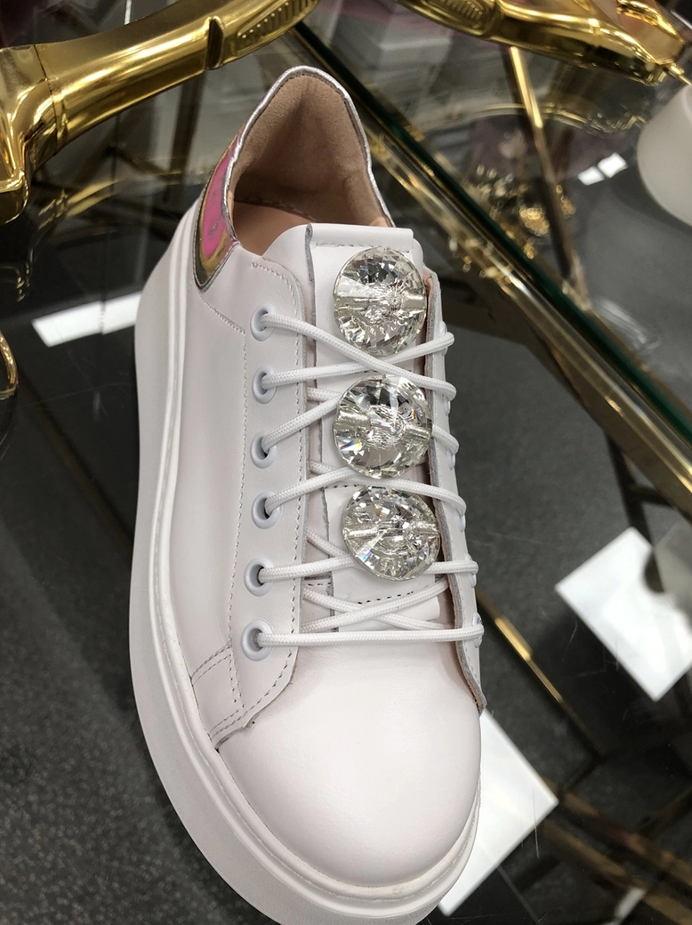 Sneakersy na wysokiej podeszwie białe Diamonds I549