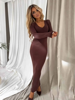 Sukienka LORDIS - czekoladowa