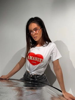 Tshirt LOVERS biały/koral