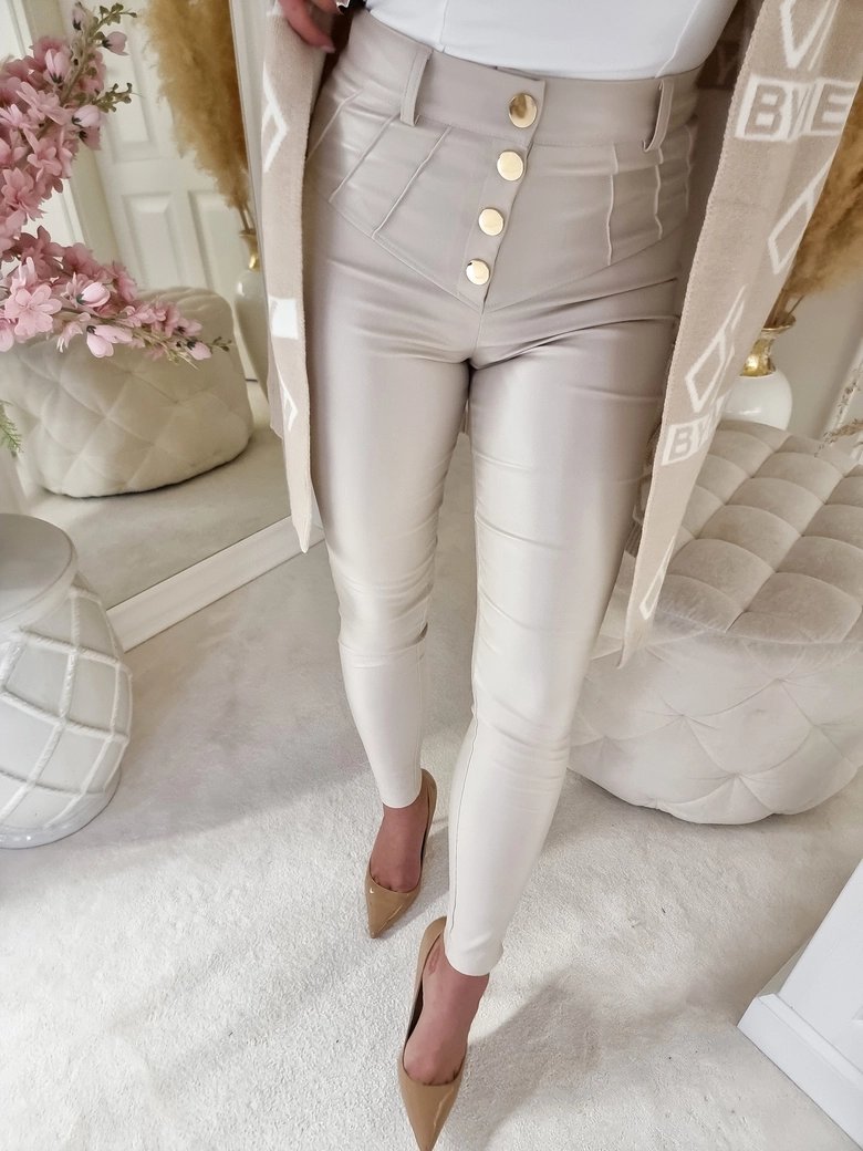 Spodnie woskowane KARL - ivory T17739