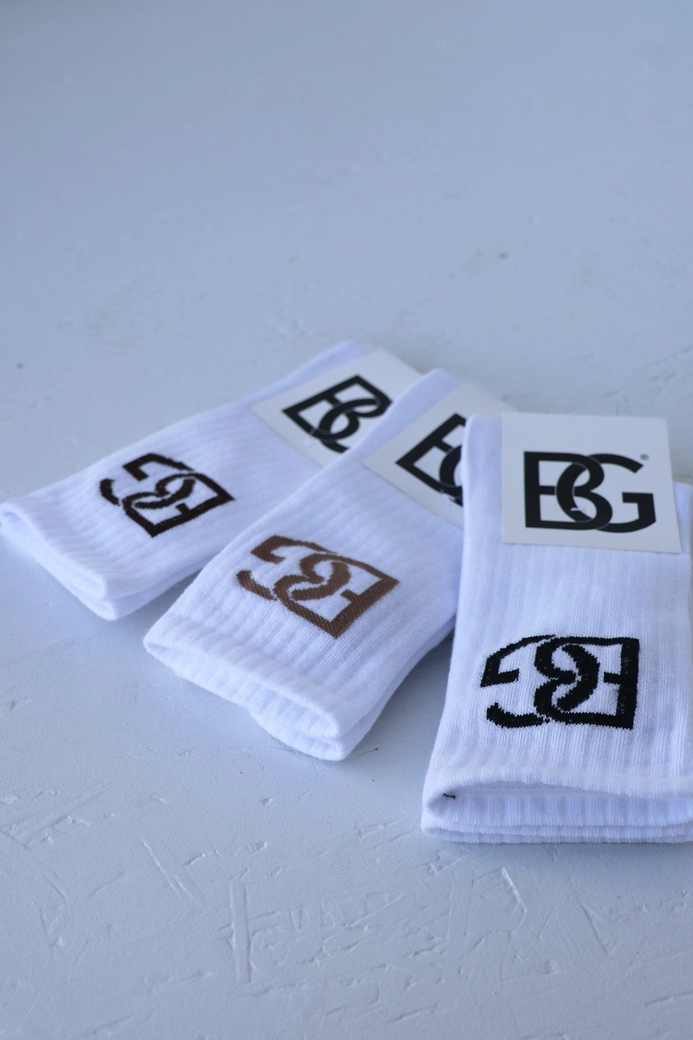 Skarpety BG Login | biały - beż