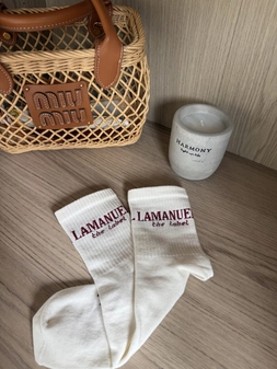 Skarpety LABEL ecru/bordo