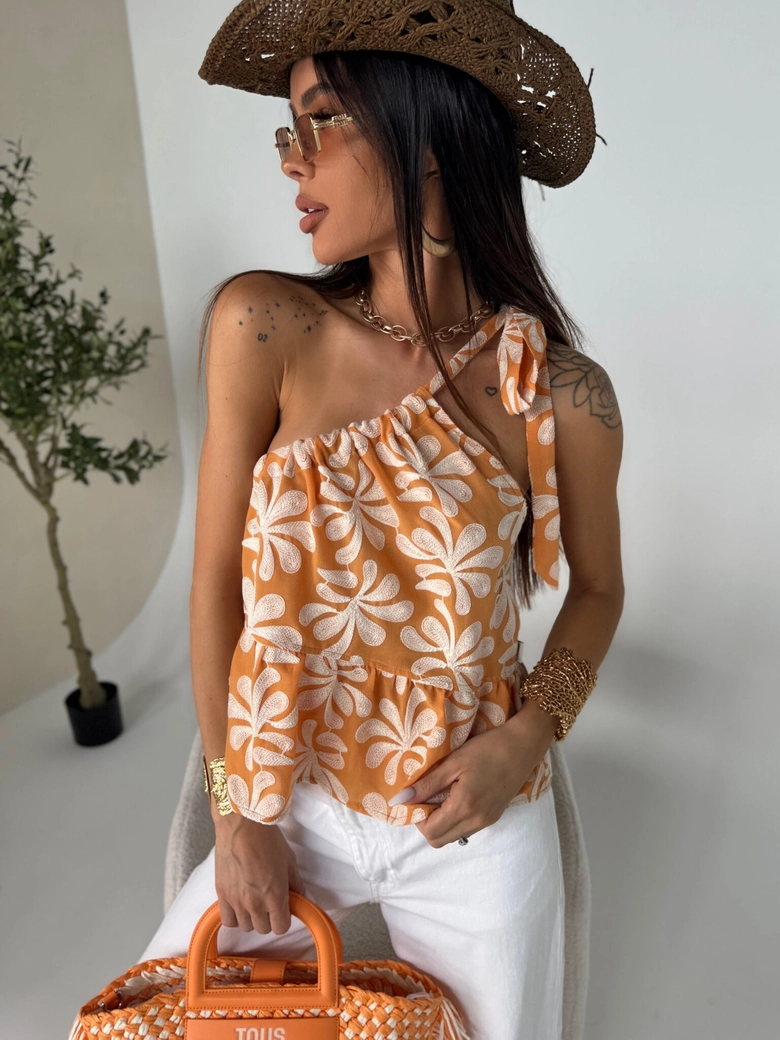 Top FLORAL orange