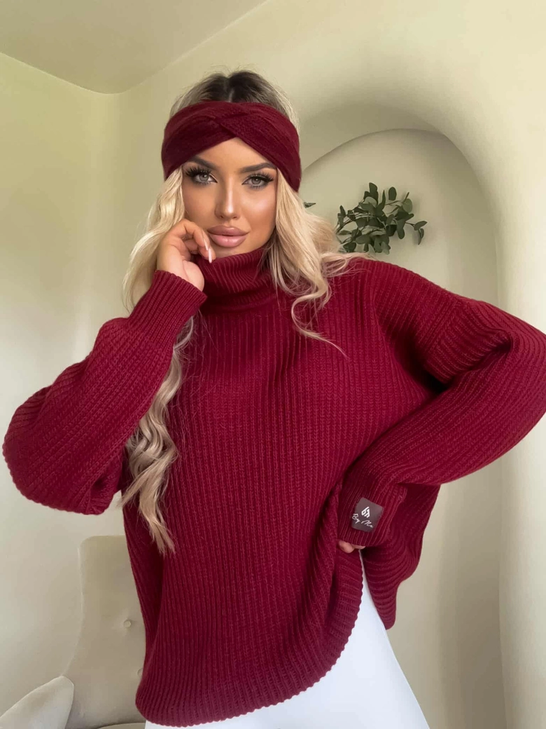 Sweter golf LAVER - bordowy