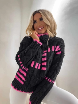 Sweter golf TRAIN – czarno-różowy