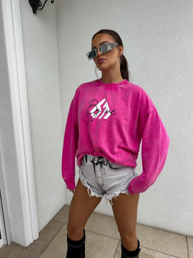 Dekatyzowana bluza MONETTE - różowa