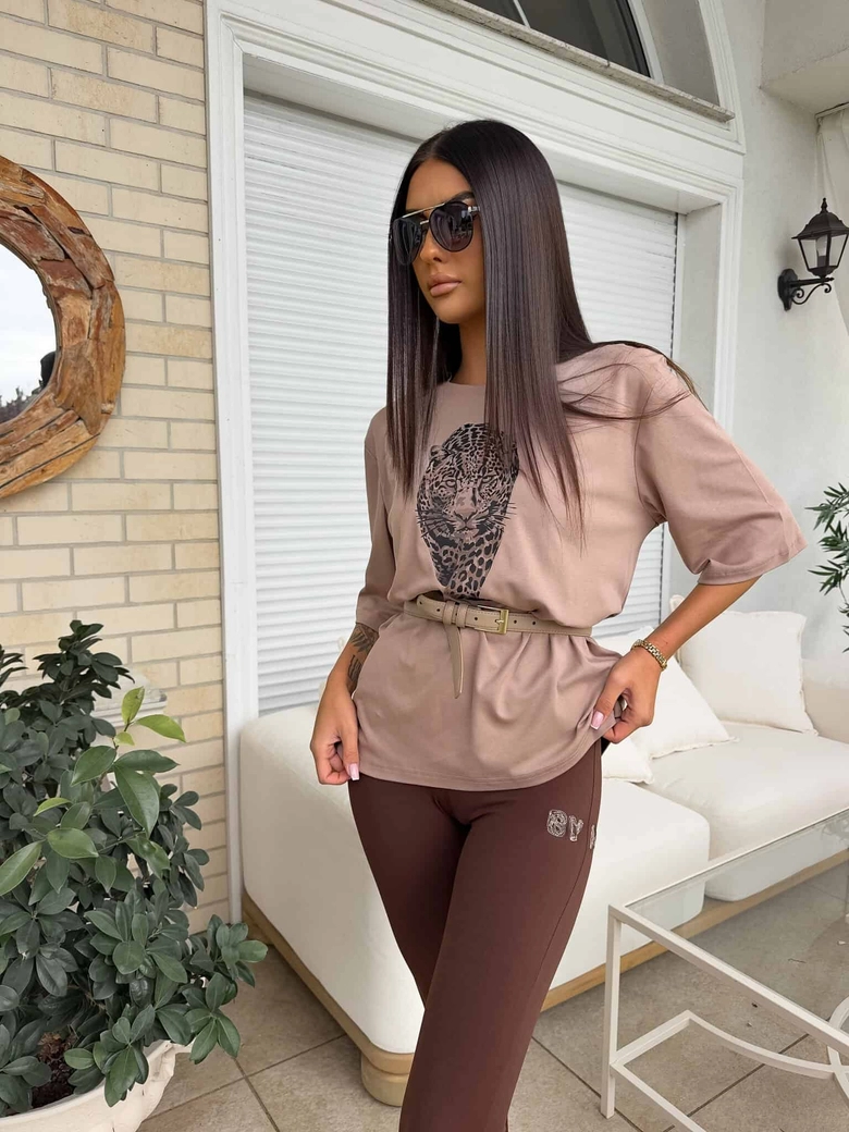 T-SHIRT MEDIUM TIGER - mokka