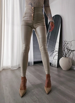 Spodnie woskowane LOPEZ  - ivory T17740