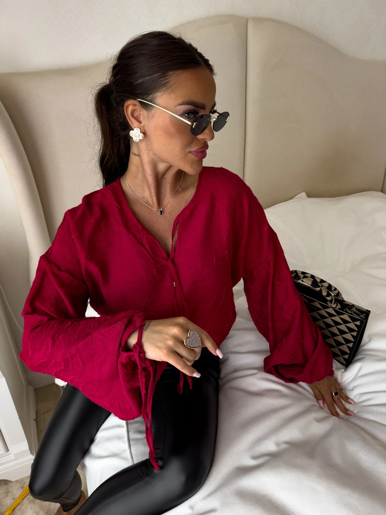 Bluzka BOHO wiskoza - czerwona