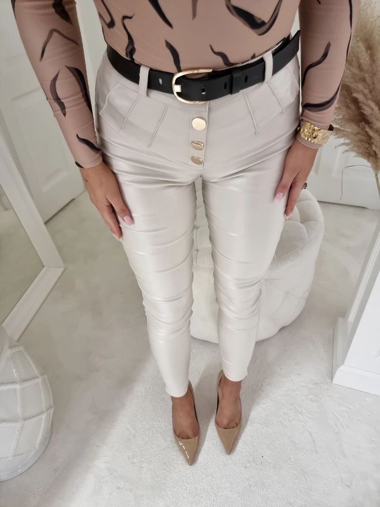 Spodnie woskowane KARL - ivory T17739