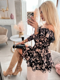 Kozaki muszkieterki cappuccino na szpilce I337