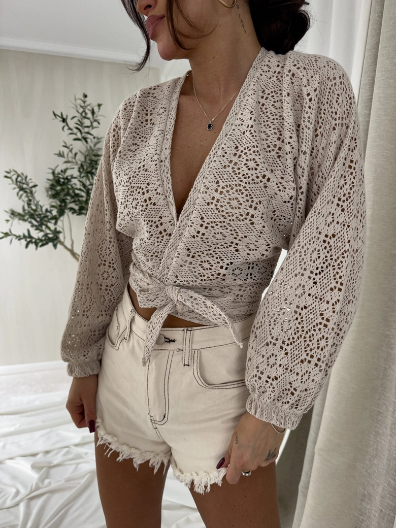 Kimono AŻUROWE - mokka