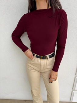 Bluzka SKIN gładka – bordowa C17770