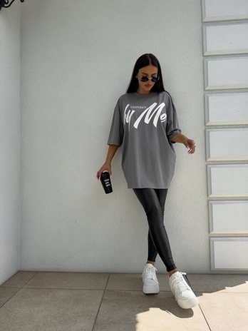 Tuniko sukienka t-shirt COLA - szara