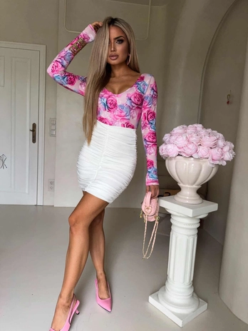 Bluzka VENEZIA print rose - fuksja