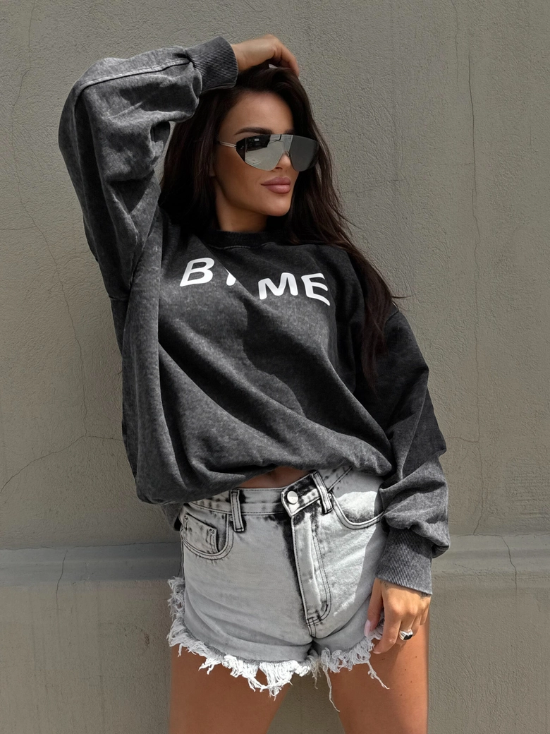 Dekatyzowana bluza DOSE - czarna