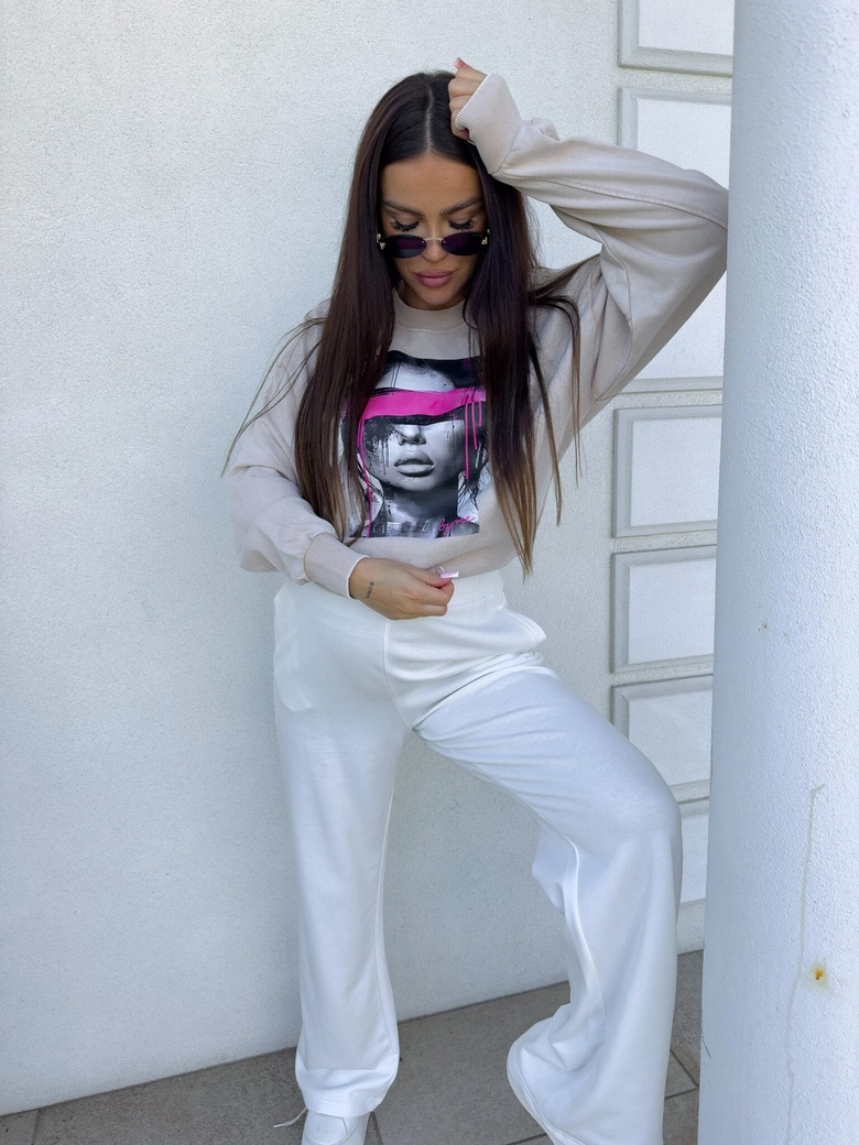 Dekatyzowana bluza LOCK - jasny beż