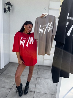 Tuniko sukienka t-shirt COLA - czerwona