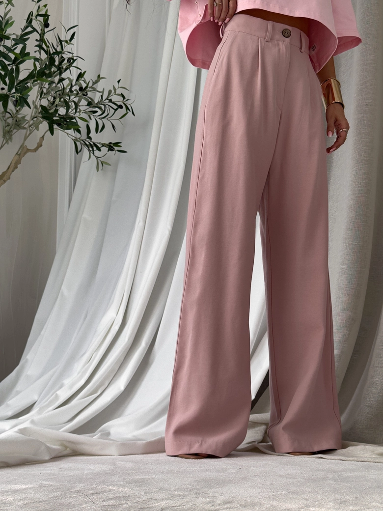 Spodnie SIMPLE wiskoza - brudny róż