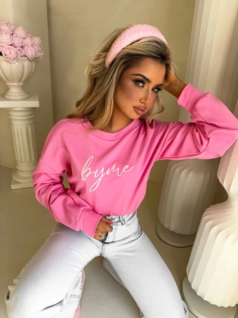 Bluza dresowa LOGO – mocny róż