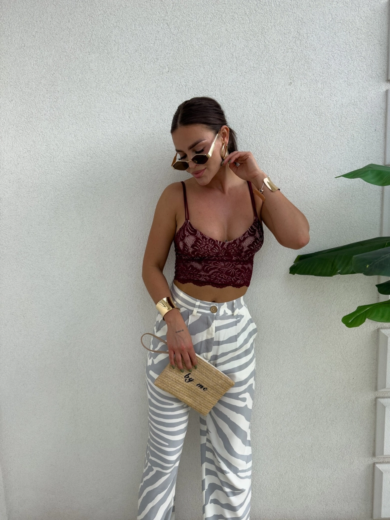 Top gorset KORONKOWY - bordowy